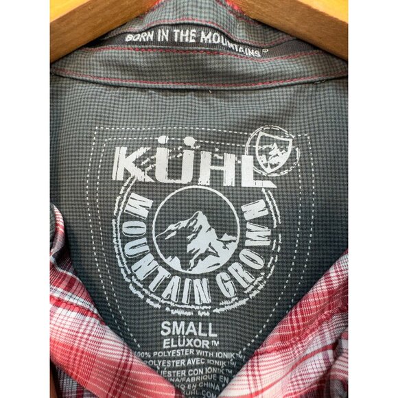 Kühl Men's Short Sleeves Button Up Shirt Size S Red Plaid Eluxor Pockets Casual - Picture 2 of 11